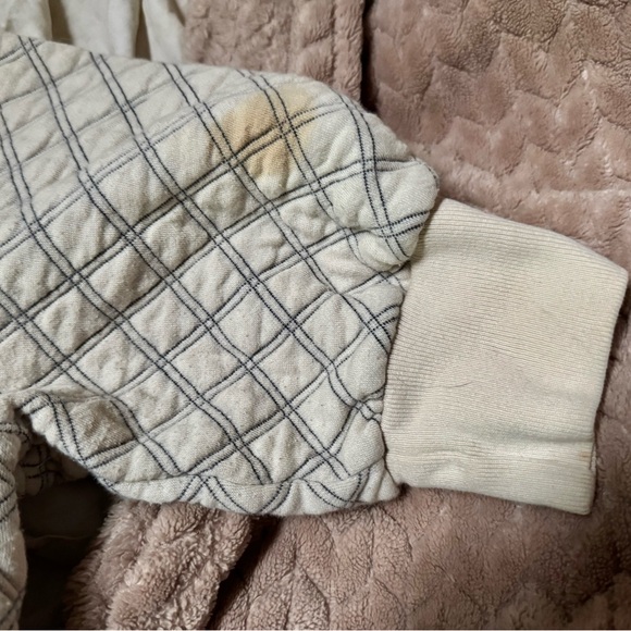 Marc Jacobs cream pockets navy hardware top sweatshirt M Beige Quilted Hoodie - Picture 8 of 8